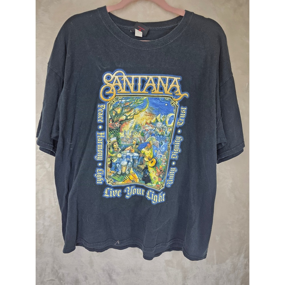 Santana 2008‎ World Tour Live Your Light Black Graphic T-Shirt Mens XL Official